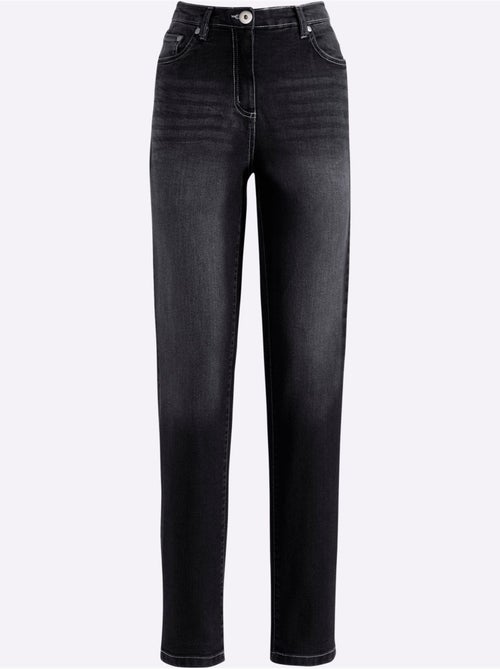 Jean droit taille haute avec empiècements et poches arrière - taille standard - moda vilona - Kiabi