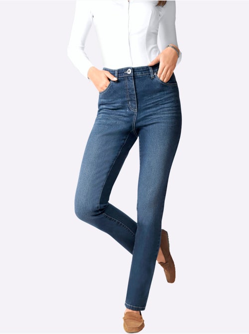 Jean droit taille haute avec passants et poches arrière - taille courte - moda vilona - Kiabi