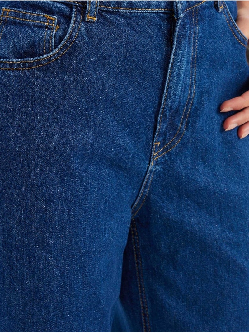 Jean droit taille haute Bleu outremer - Kiabi