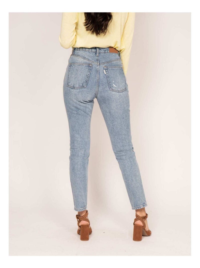 Jean droit taille haute ELOISE Bleu clair - Kiabi