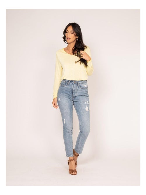 Jean droit taille haute ELOISE - Kiabi
