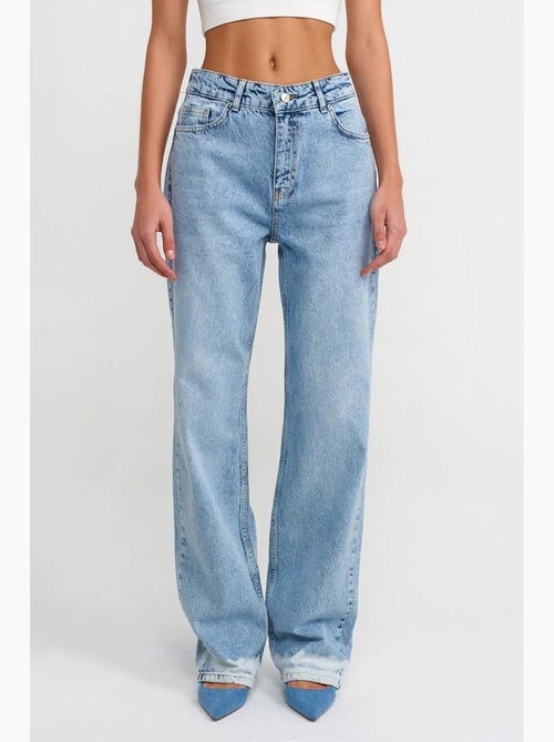 Jean droit taille haute en denim de coton dilvin - Kiabi Jean droit taille haute en denim de coton dilvin - Kiabi