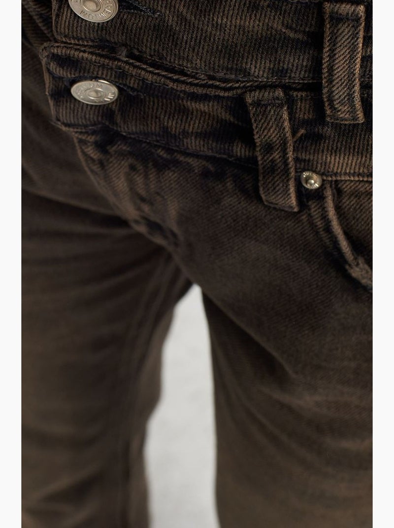 Jean droit taille haute en denim de coton dilvin Gris foncé - Kiabi