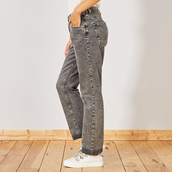 Jean droit taille haute Femme - gris - Kiabi - 10,00€