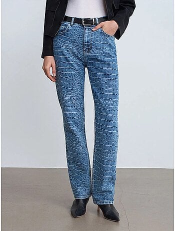Jean droit taille haute texturé dilvin