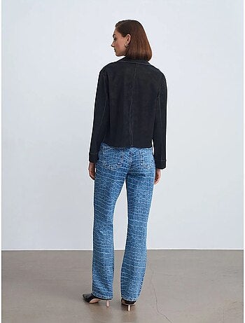 Jean droit taille haute texturé dilvin