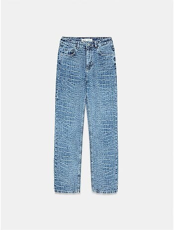 Jean droit taille haute texturé dilvin