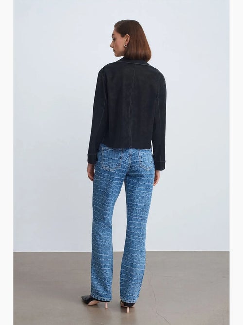 Jean droit taille haute texturé dilvin - Kiabi Jean droit taille haute texturé dilvin - Kiabi