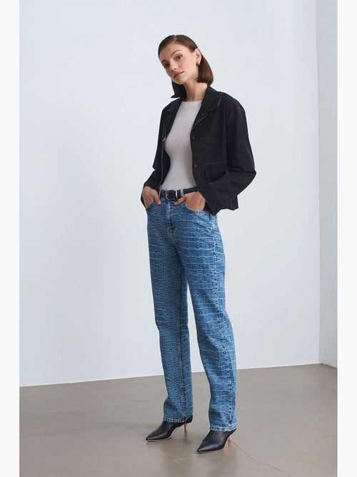 Jean droit taille haute texturé dilvin - Kiabi Jean droit taille haute texturé dilvin - Kiabi