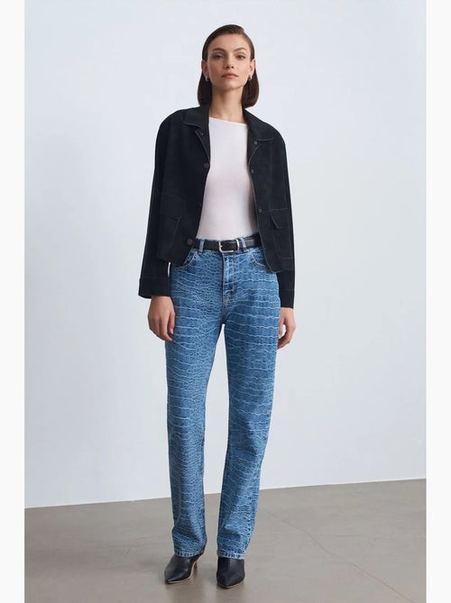 Jean droit taille haute texturé dilvin - Kiabi Jean droit taille haute texturé dilvin - Kiabi