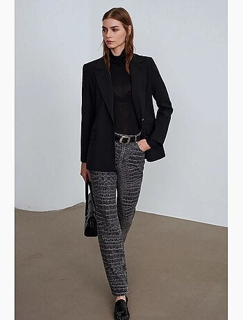 Jean droit taille haute texturé dilvin