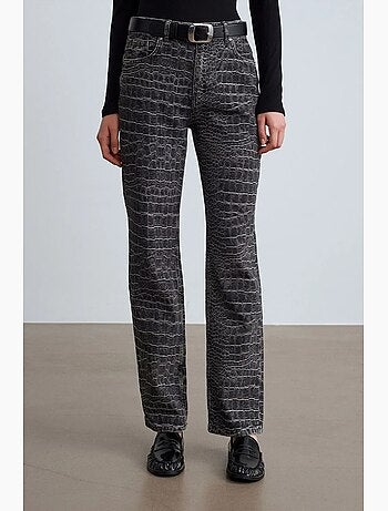 Jean droit taille haute texturé dilvin