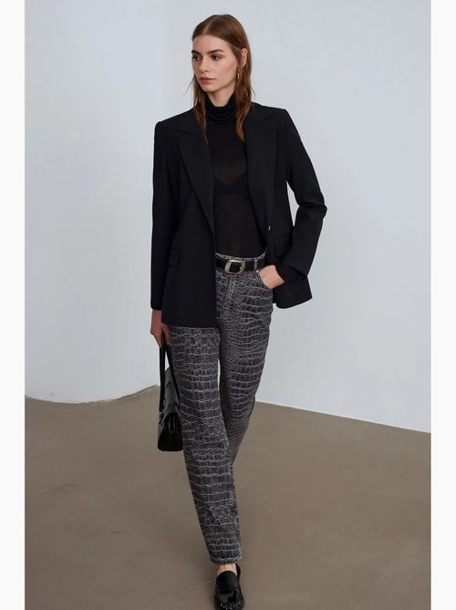 Jean droit taille haute texturé dilvin - Kiabi Jean droit taille haute texturé dilvin - Kiabi