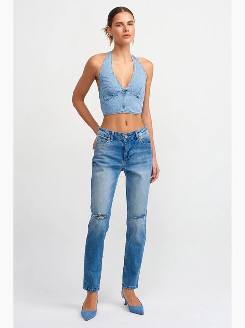 Jean droit taille mi-haute dilvin - Kiabi