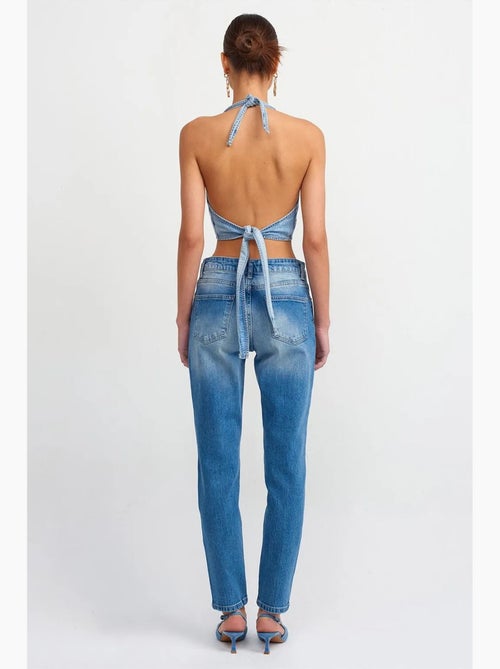 Jean droit taille mi-haute dilvin - Kiabi