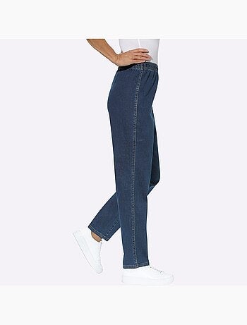 Jean élastique confortable à taille ample et jambes droites - Taille courte - Moda Vilona