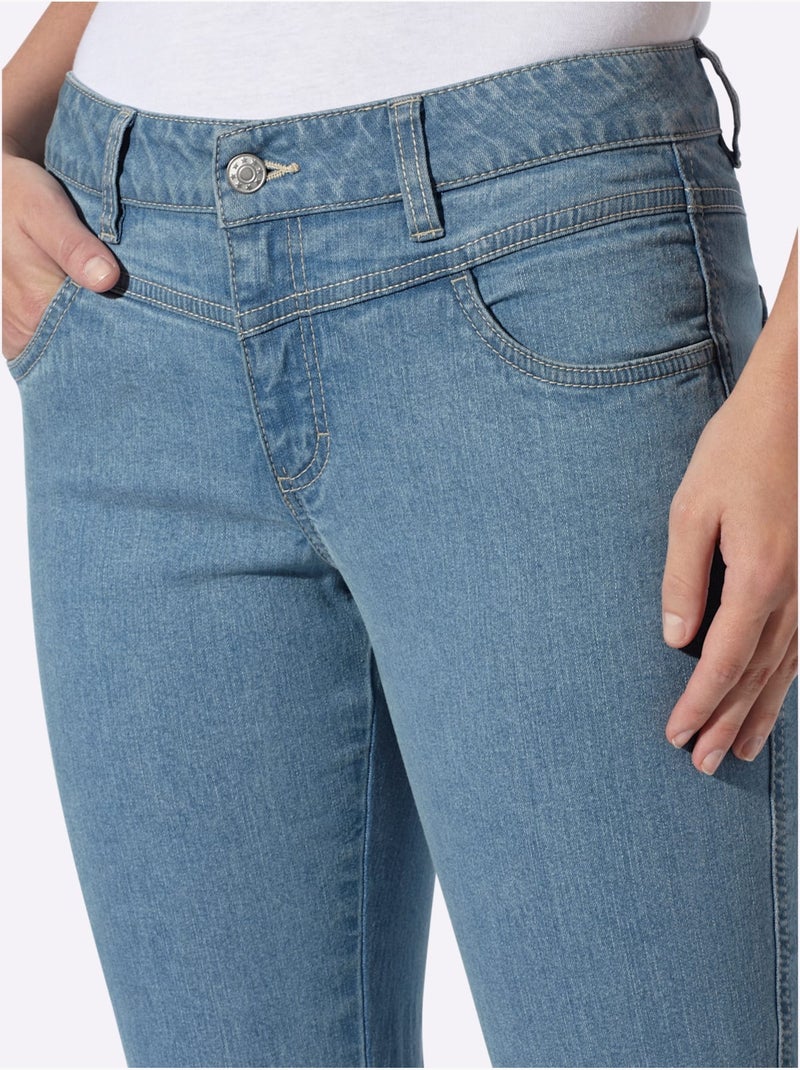 Jean empiècement devant et au dos - taille standard - helline Bleu Blanc - Kiabi