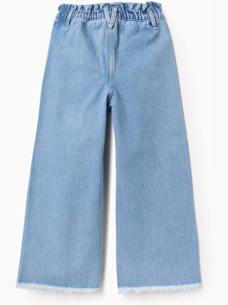 Jean en coton à ourlets effilochés Bleu clair - Kiabi