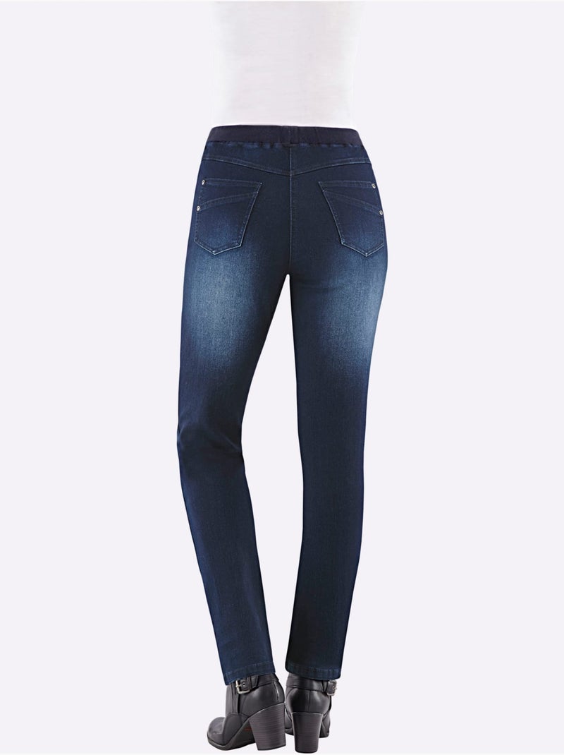 Jean en coton à taille confortable et poches pratiques - Taille extra courte - Witt Bleu foncé - Kiabi