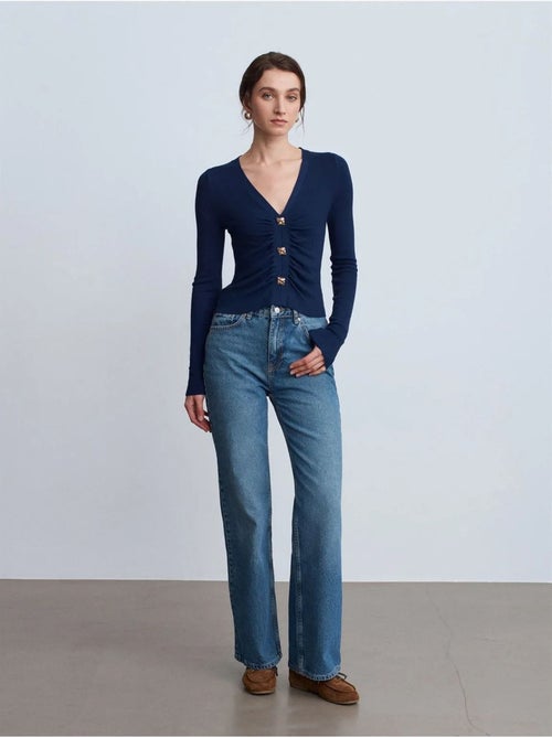 Jean En Coton À Taille Haute Et Jambe Large - Kiabi
