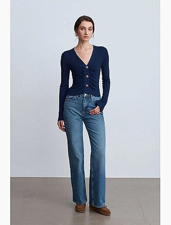 Jean en coton à taille haute et jambe large dilvin