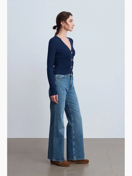 Jean en coton à taille haute et jambe large dilvin - Kiabi