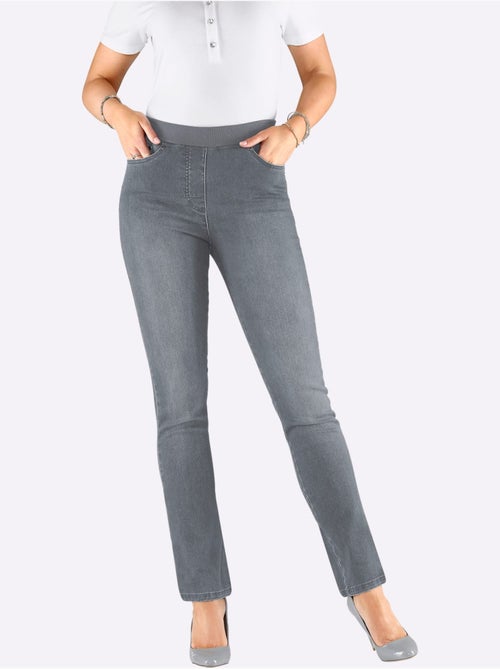 Jean en coton avec ceinture en tricot côtelé intégrée et poches - Taille extra courte - Witt - Kiabi Jean en coton avec ceinture en tricot côtelé intégrée et poches - Taille extra courte - Witt - Kiabi