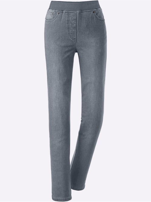 Jean en coton avec ceinture en tricot côtelé intégrée et poches - Taille extra courte - Witt - Kiabi Jean en coton avec ceinture en tricot côtelé intégrée et poches - Taille extra courte - Witt - Kiabi