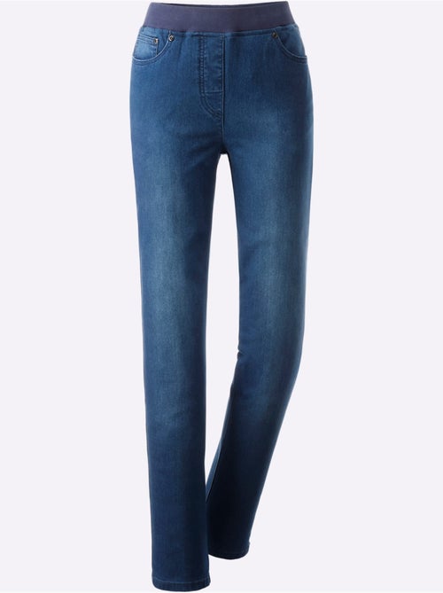 Jean en coton avec ceinture tricot intégrée et deux poches - Taille courte - Witt - Kiabi Jean en coton avec ceinture tricot intégrée et deux poches - Taille courte - Witt - Kiabi