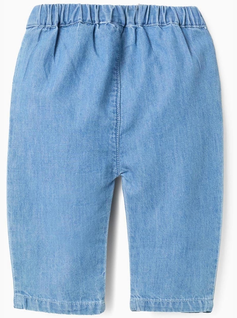 Jean en coton avec taille élastique Bleu Bleu - Kiabi