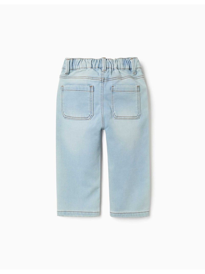 Jean en coton peigné avec poches Bleu clair - Kiabi