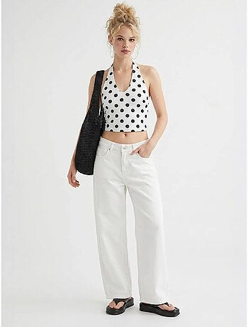 Jean en coton taille haute à jambe large mixray