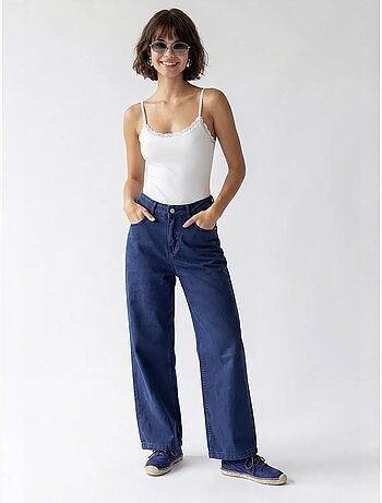 Jean en coton taille haute à jambe large mixray