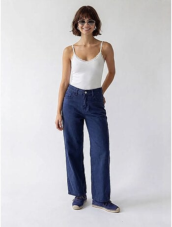 Jean en coton taille haute à jambe large mixray