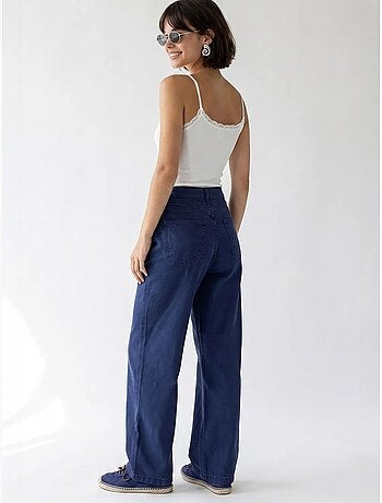 Jean en coton taille haute à jambe large mixray