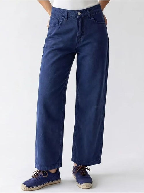 Jean en coton taille haute à jambe large mixray - Kiabi Jean en coton taille haute à jambe large mixray - Kiabi