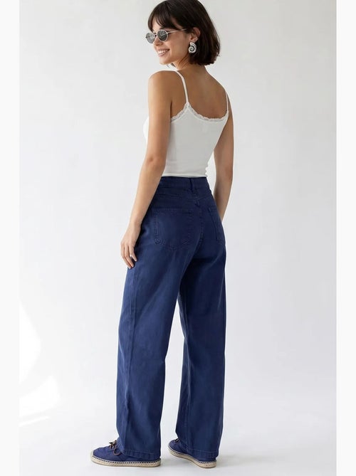 Jean en coton taille haute à jambe large mixray - Kiabi Jean en coton taille haute à jambe large mixray - Kiabi