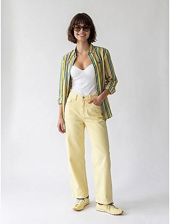 Jean en coton taille haute à jambe large mixray