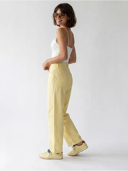 Jean en coton taille haute à jambe large mixray - Kiabi Jean en coton taille haute à jambe large mixray - Kiabi