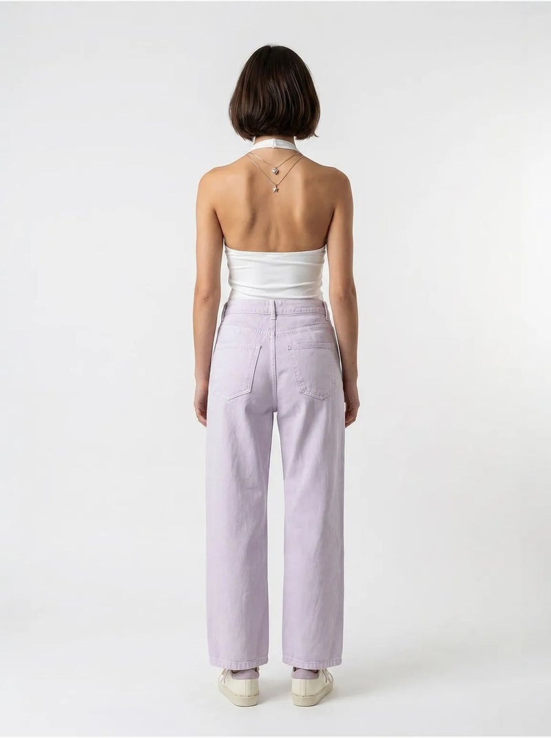 Jean en coton taille haute à jambe large mixray Lavande - Kiabi