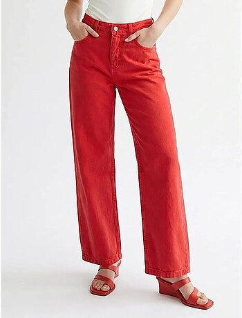 Jean en coton taille haute à jambe large mixray