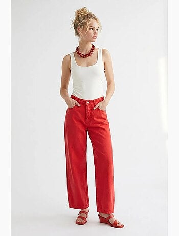 Jean en coton taille haute à jambe large mixray
