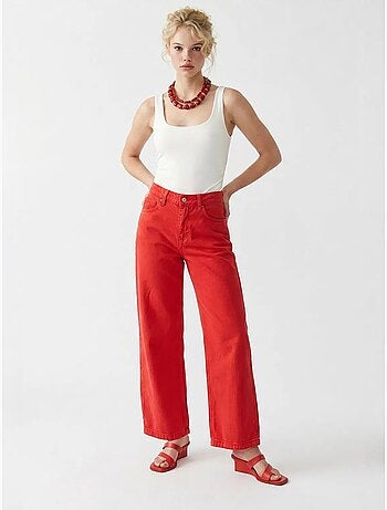 Jean en coton taille haute à jambe large mixray