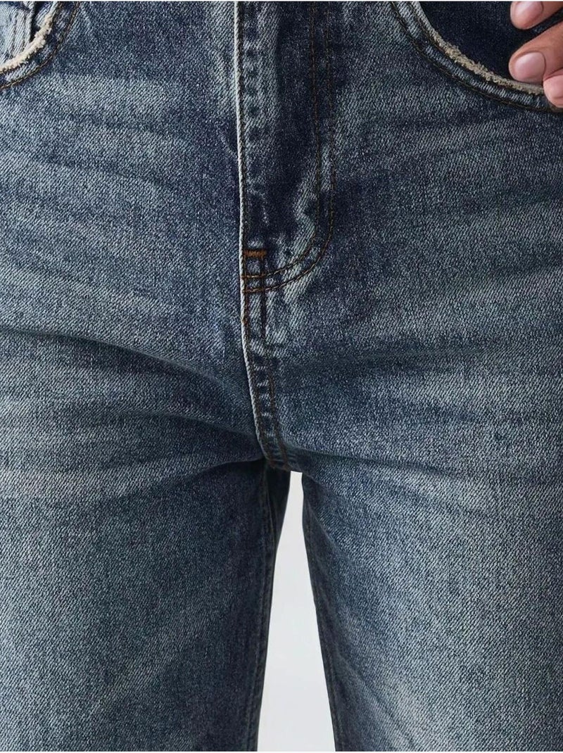 Jean en denim à jambe droite Bleu - Kiabi