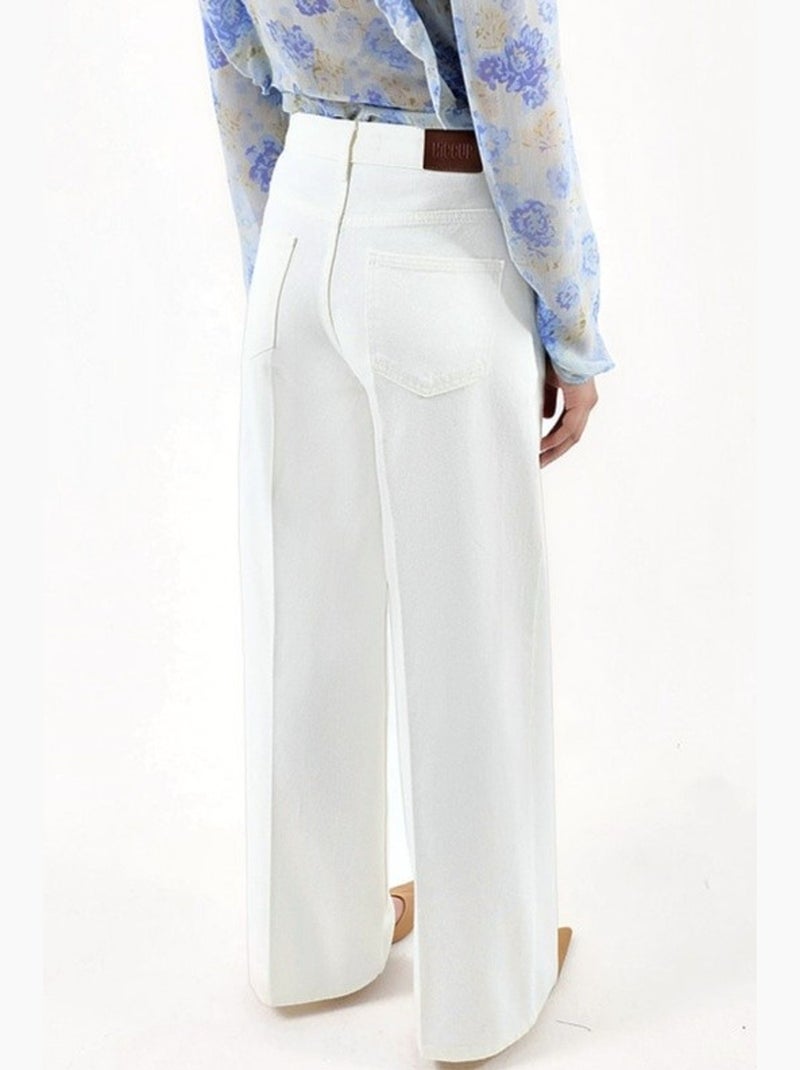 Jean en denim à jambe large hiccup Blanc - Kiabi