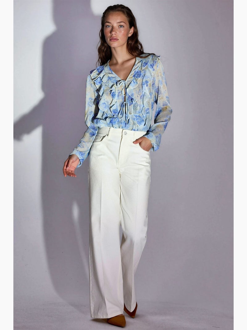Jean en denim à jambe large hiccup Blanc - Kiabi