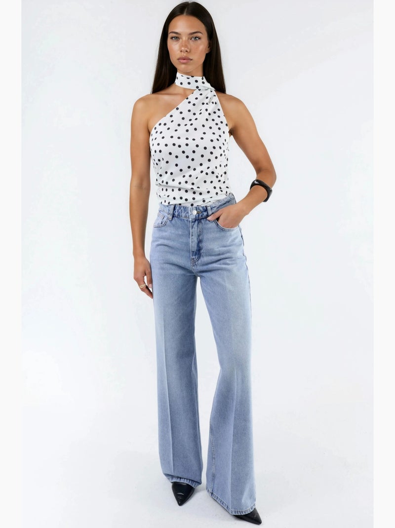 Jean en denim à jambe large hiccup Bleu clair - Kiabi