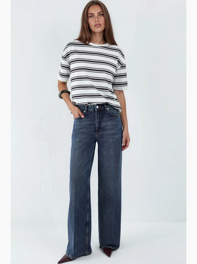 Jean en denim à jambe large hiccup Bleu saphir - Kiabi