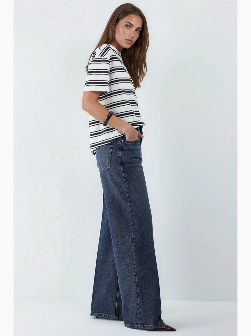Jean en denim à jambe large hiccup Bleu saphir - Kiabi