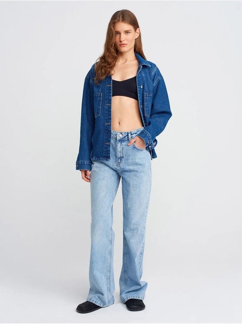 Jean En Denim À Taille Haute Et Jambe Large - Kiabi